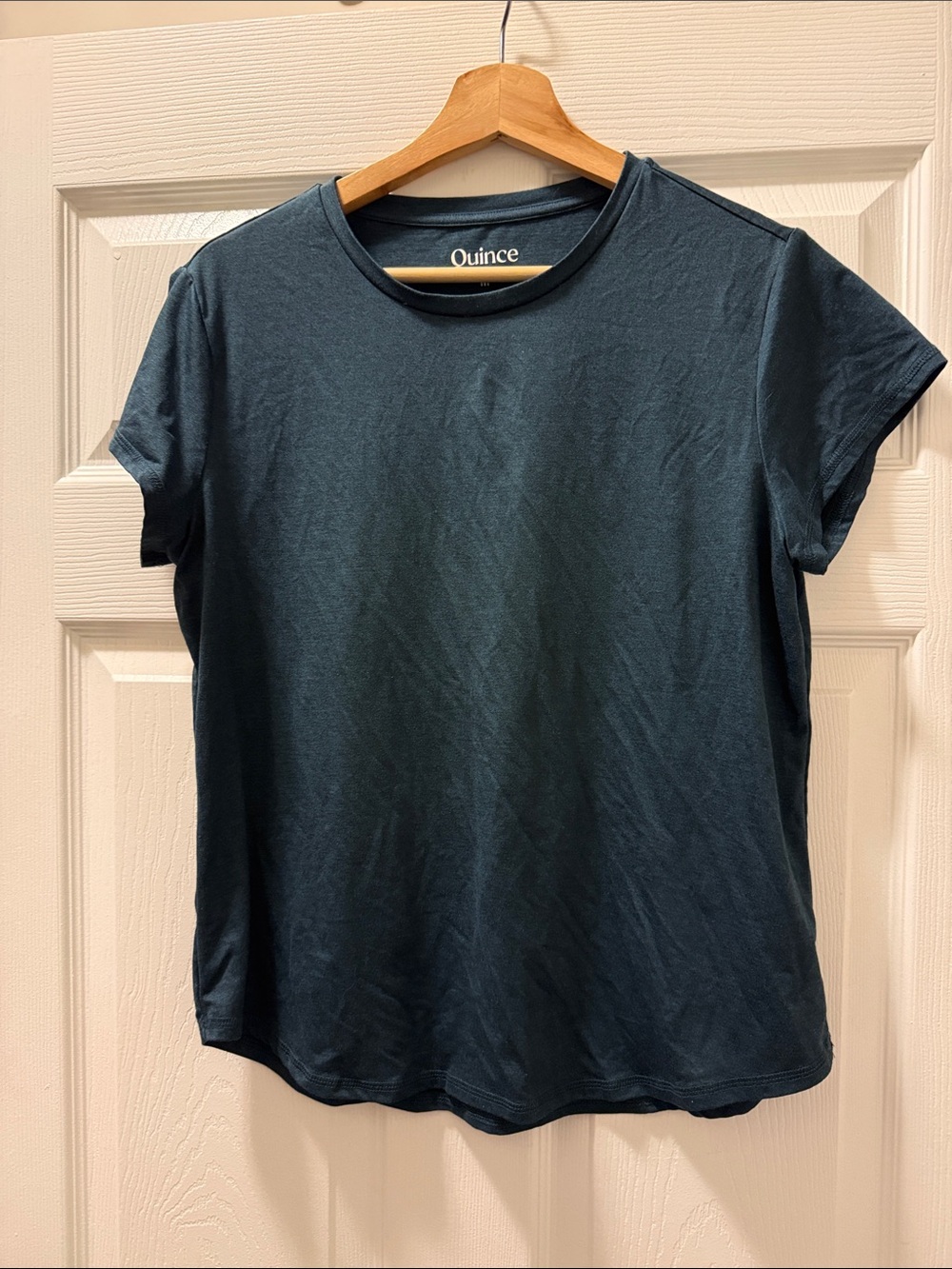 Quince Women's Short Sleeve Crewneck Tee in Teal Blue